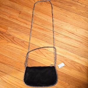 Shimmering Black Purse with Metalic Chain Edge and 2 Chains